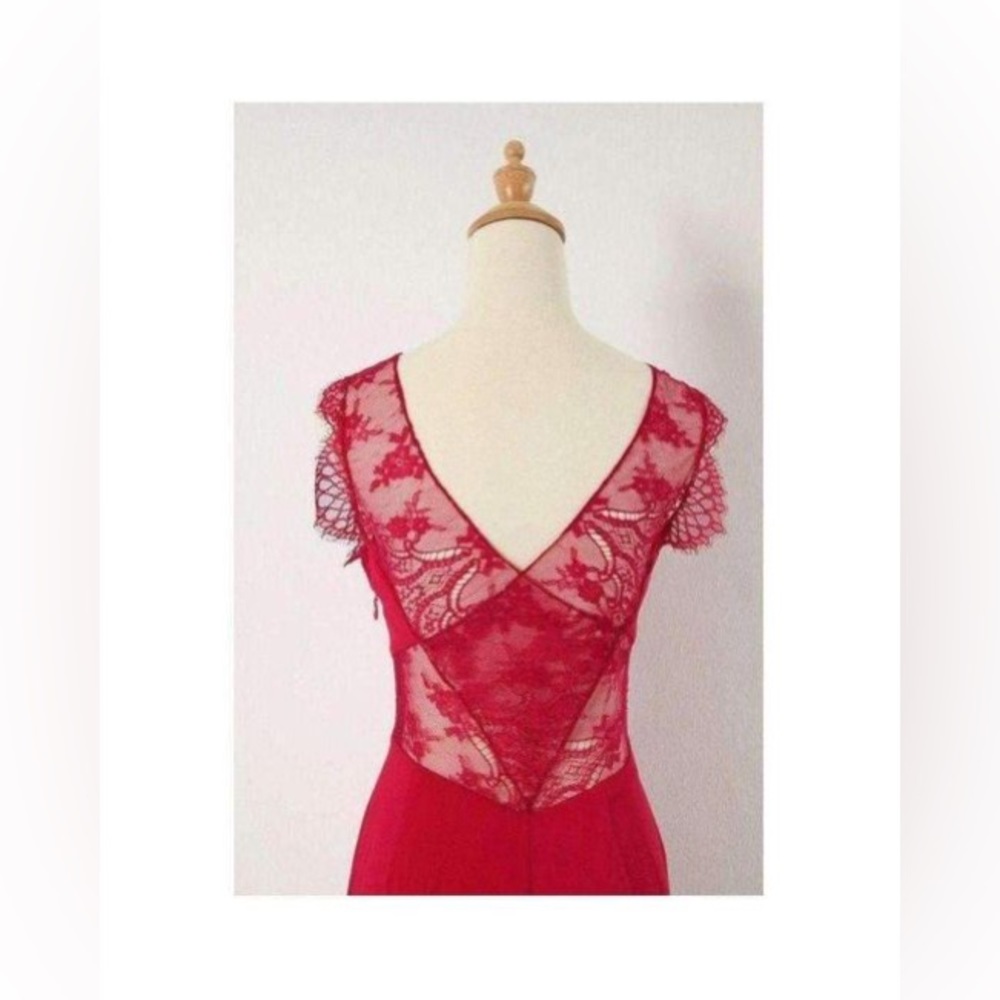 BCBGMaxAzria Karey Long Dress lace back Size 8- Colour: Turkish Rose